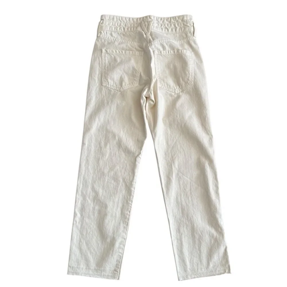 VERONICA BEARD Women's Sz 24 Blake Classic High Rise Straight Jeans in Ecru - Picture 3 of 10